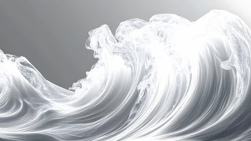 Shimmering liquid wave forms curl in luminous motion.