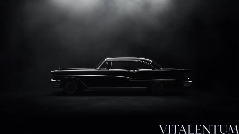 Side-profile study of classic coupe under low key rim lighting