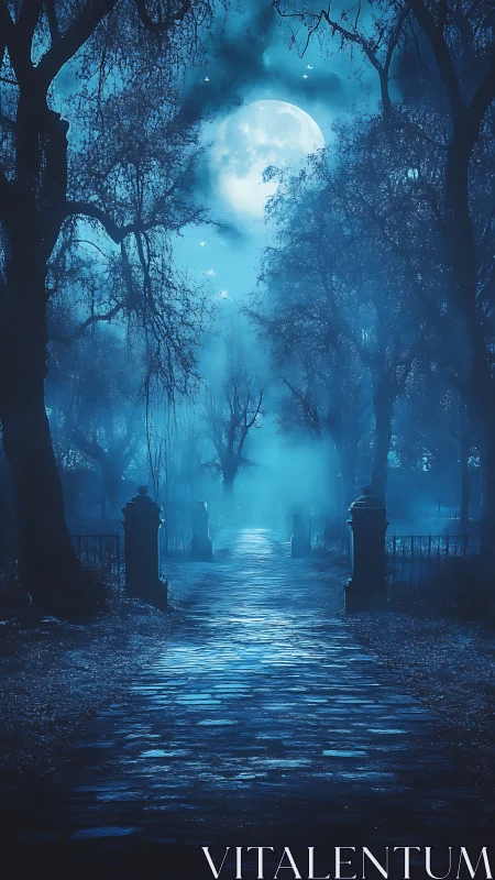 Moonlit path through a whispering midnight forest.