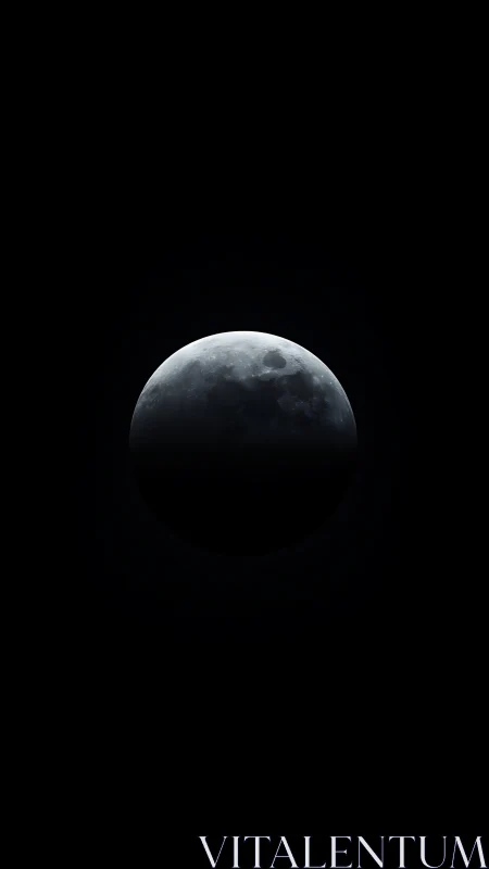 High contrast lunar terminator under deep black negative space