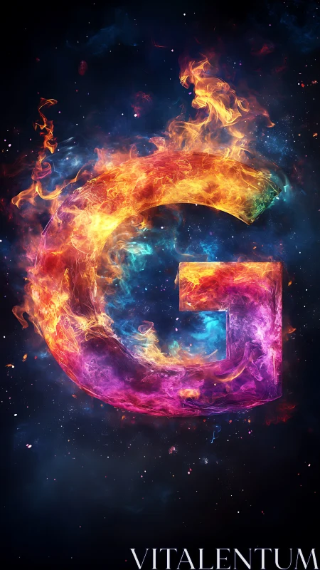 Fiery 3D Typography: Cosmic Fire Letter Forms Against Dark Space