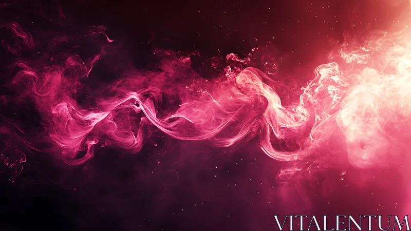 Luminescent magenta nebula cloud forms swirling volumetric waves