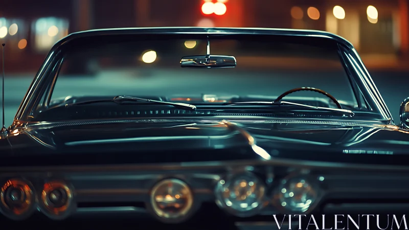 Vintage midnight convertible with cinematic bokeh glow.