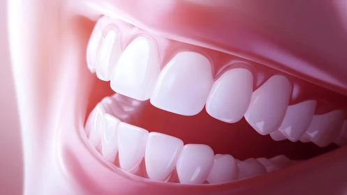 Close-up of Healthy White Teeth in a Realistic Digital Art Style.