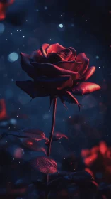 Neon Rose Blooming in Darkness.