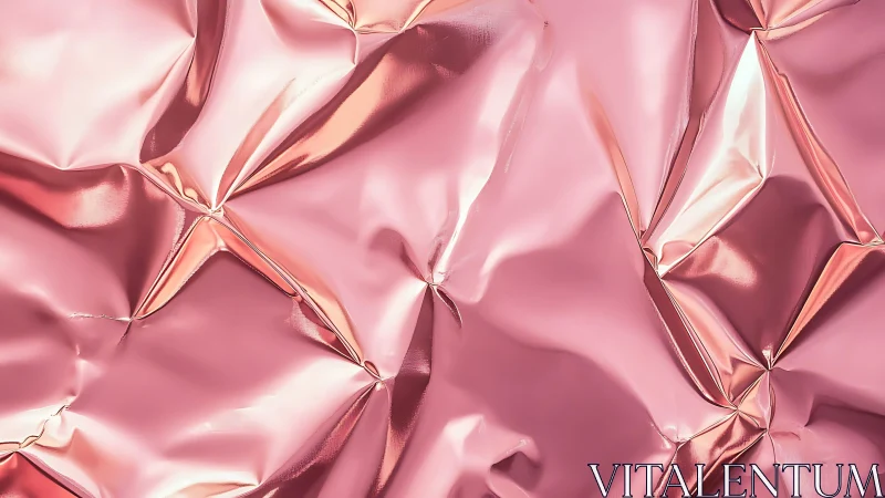 Crumpled Metallic Pink Foil Texture in Modern Abstract Style.
