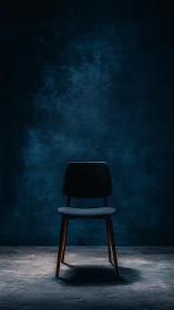 Minimalist chair isolated in dramatic low-key studio lighting