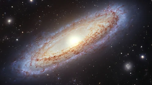 Spiral galaxy core glowing amid dense starfield vista.