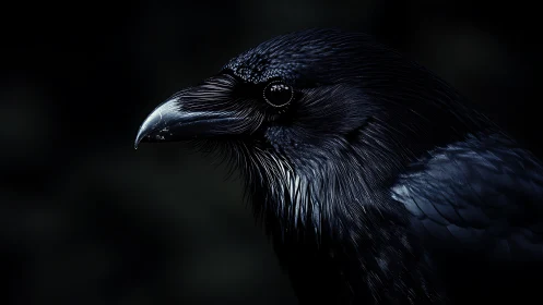 The Raven's Piercing Gaze in Darkness.