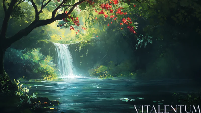 Waterfall Cathedral: Nature's Luminous Sanctuary.