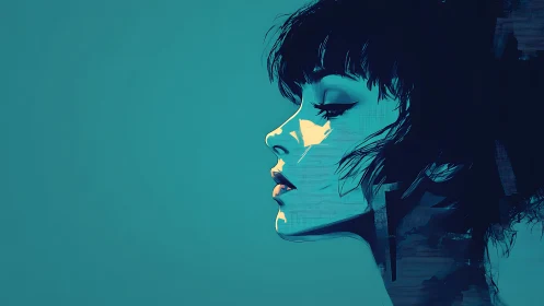 Melancholic side profile captures a neon-lit, introspective mood