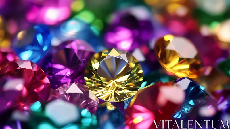 Close-up view of assorted multicolored faceted gemstones.