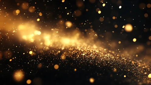 Golden particulate bokeh field with shallow depth and high contrast