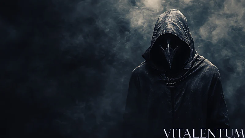 Midnight plague crow in a storm of creeping smoke.