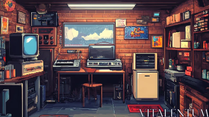 Cozy retro game studio glowing with nostalgic pixel charm.