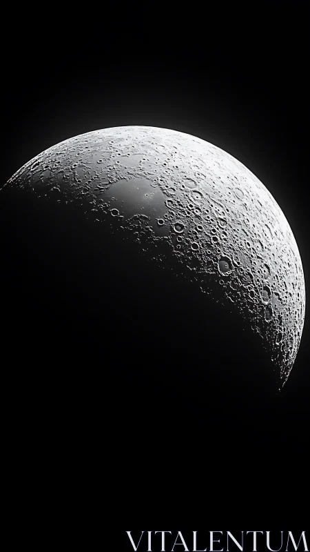 Lunar crescent close-up with stark cratered terminator edge.