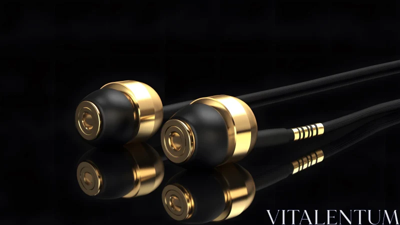 Luxurious black and gold earphones in sleek modern style.