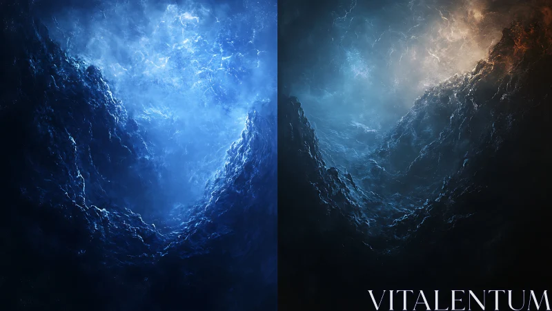 Twin abyssal currents collide in luminous elemental twilight.