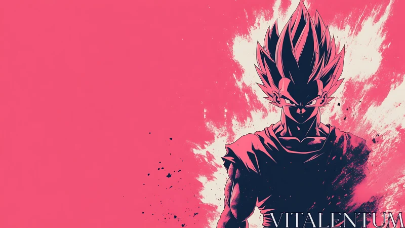Glowing anime warrior stands in bold pink energy storm