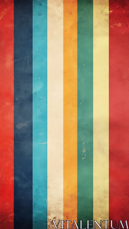 Retro sunlit stripes march across weathered color fields.