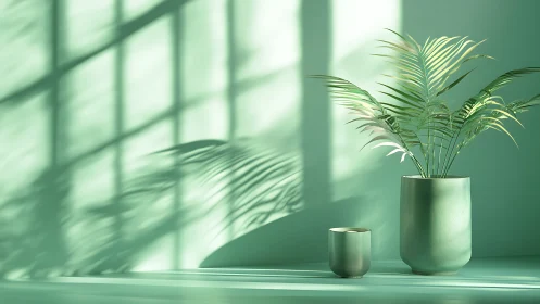 Minimalist botanical still life in soft directional sunlight.