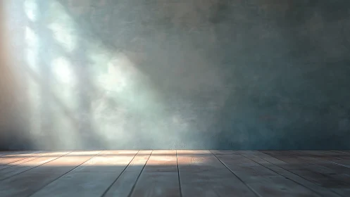 Soft daylight grazes textured wall and empty wooden floor