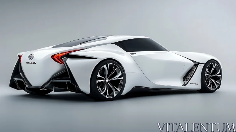 White concept sports coupe is rendered in three-quarter rear view