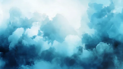 Blue atmospheric cloudscape forms dense luminous gradient