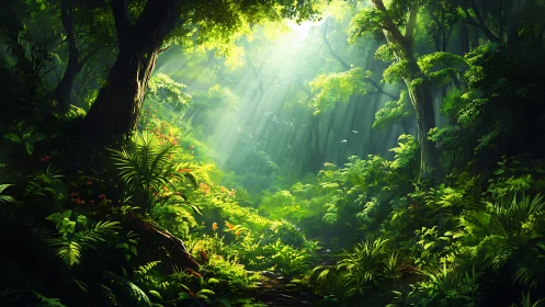 Enchanted Forest Interior with Volumetric Light.