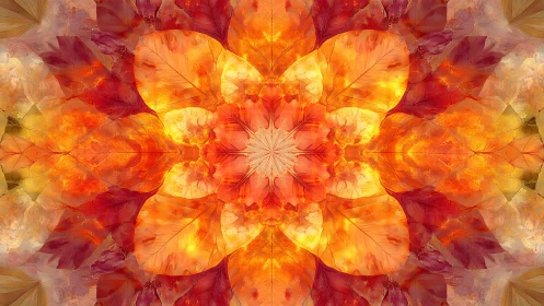 Symmetrical digital pattern of layered translucent leaves.