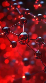 Red molecular structure rendered with reflective spheres.