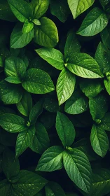 Overhead view records dense arrangement of wet green leaves