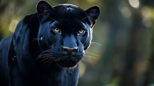 Black Panther Portrait: Intense Golden Eyes in Shadow.
