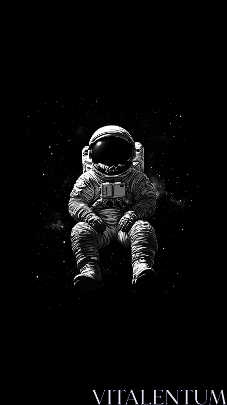 Drifting Astronaut Adrift in Ink-Black Cosmic Silence.