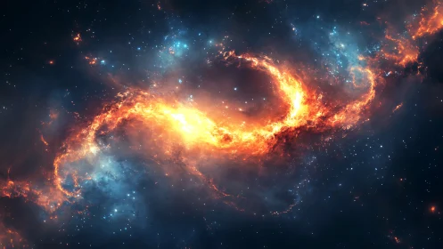 Fiery nebula ring blazes through a star-filled deep cosmos