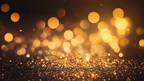 Golden bokeh lights dancing above a softly sparkling floor.