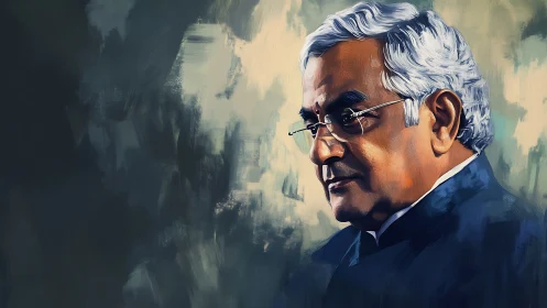 Elderly man in profile portrait with painterly brushwork