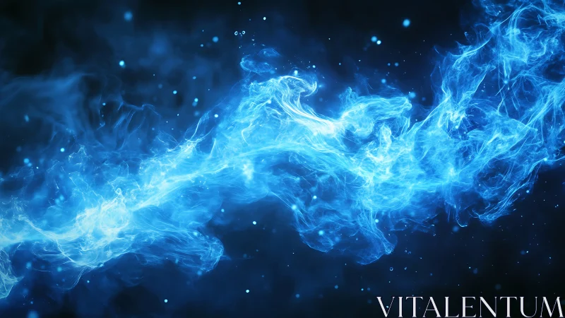 Blue plasma-like energy stream forms across dark background