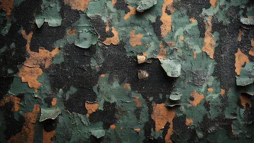 Weathered Camouflage Texture with Peeling Paint, Abstract Pattern.