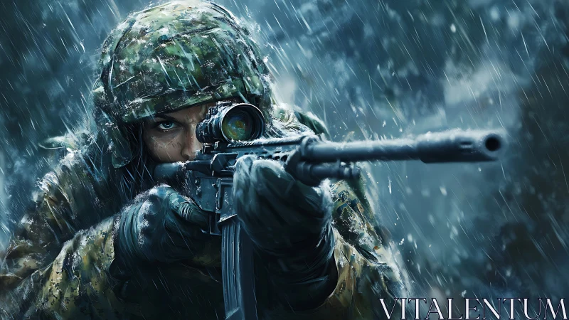 Precision in the Storm: Elite Tactical Sniper in Action