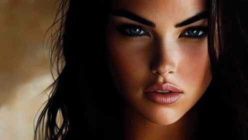 Striking digital portrait captures intense blue-eyed gaze