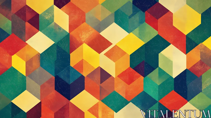 Prismatic cube maze tumbling through warm retro twilight tones.