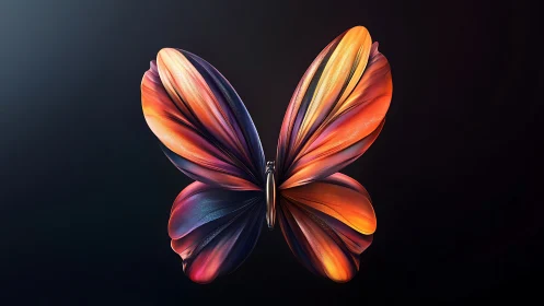 Molten dusk butterfly sculpted from liquid light and shadow.