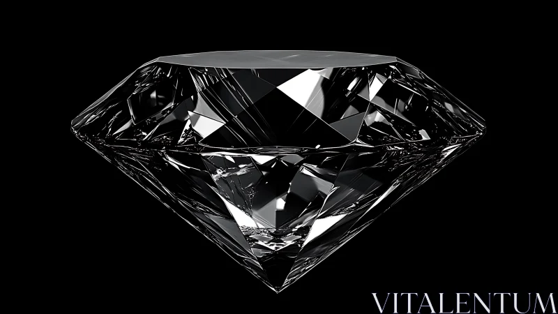 Single faceted diamond rendered on solid black background.