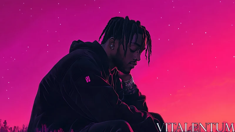 Quiet reflection settles under a luminous magenta sky