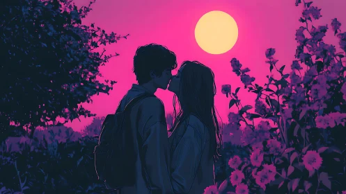 Moonlit Garden Romance Glows in Neon Pink Infinity