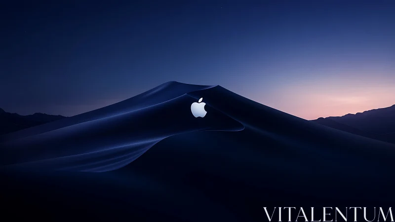 Midnight dunes quietly cradle a glowing fruit of light