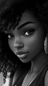 Monochrome digital portrait captures intense youthful gaze