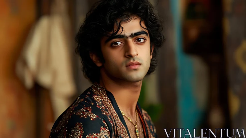 Quiet golden-hour portrait of a thoughtful young man.