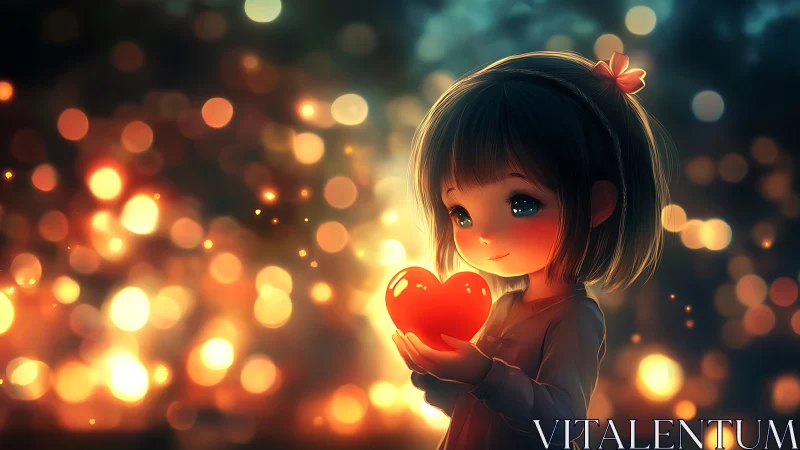Soft evening glow surrounds a child holding a warm heart light
